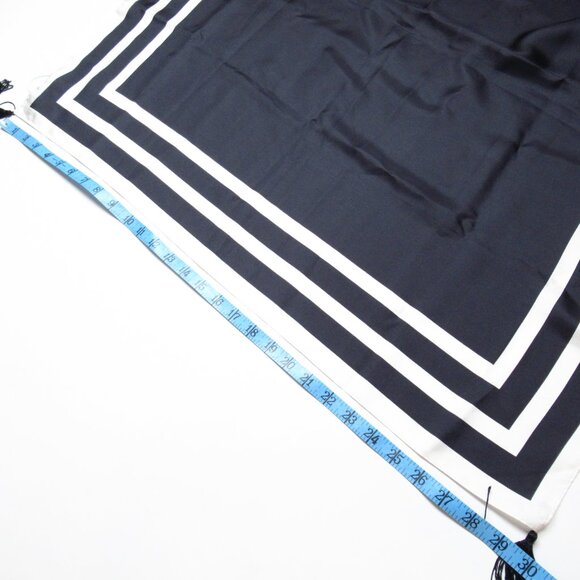 J. Crew 30โ Silk Scarf With Tassels Black & White - Picture 6 of 8